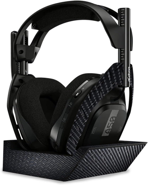 MightySkins Carbon Fiber Skin Compatible with Astro A50 Wireless Headphones + Base Station (Gen 4) - Black Diamond Plate | Protective, Durable Tex...