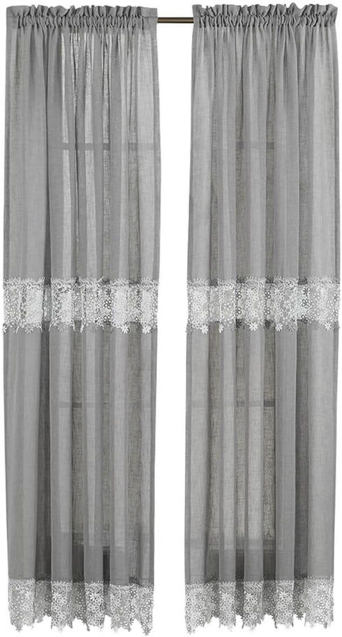 Renaissance Home Fashion Lillian Panel with Macramé Bands, 55" x 63"...