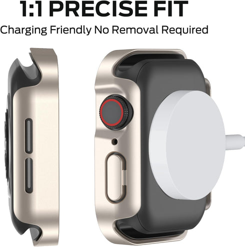 3 Pack Waterproof Case for Apple Watch Series 9 8 7 45mm, Straight Edge Hard PC Cover with Tempered Glass Screen Protector, Protective Bumper for ...