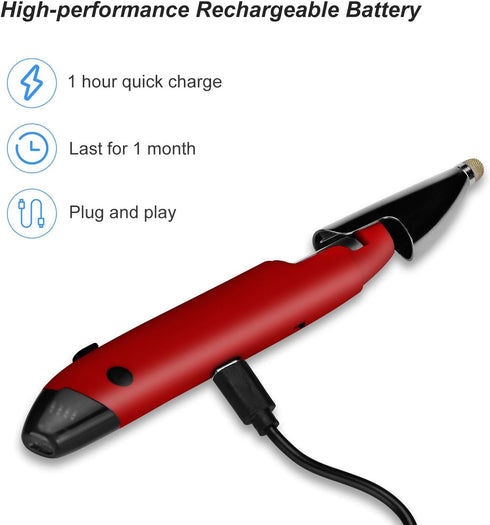 lychee Rechargeable Pocket Pen Mouse, Left/Right-Handed Wireless Optical Ergonomic Mouse with Stylus Function RGB Backlit Type-C & Micro USB Adapt...