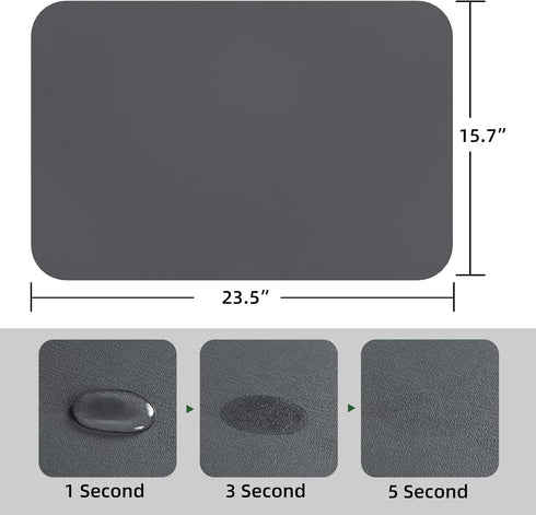 Coffee Mat ,24"X16"Coffee Maker Mat for Countertops, Coffee Bar Accessories ?Absorbs Quickly To Hide Stains, Rubber Non-Slip Design,Dish Drying Ma...