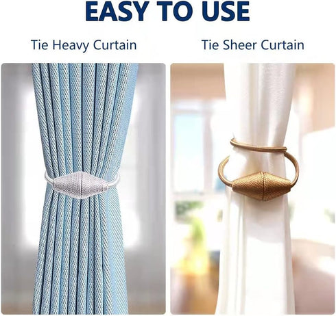 Magnetic Curtain Tiebacks with Upgrade Larger Magnet, 2 Pack 18in European Style Convenient Curtain Holdbacks Decorative Tie Backs for Drapery Hol...