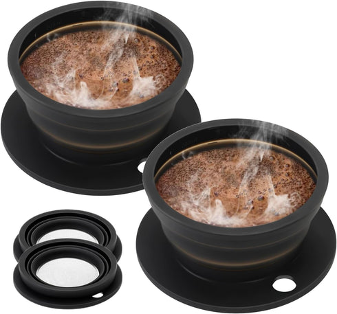 2-Packs Paperless Collapsible Pour Over Coffee Dripper, Travel Pour Over Coffee Maker Camping, Travel Pour Over Coffee Kit, Camping Pour Over Coff...