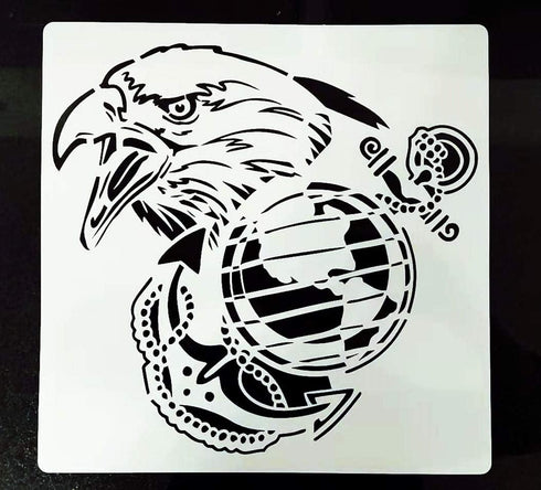 Large US Military Flag Stencil for Painting on Wood, Fabric, Walls, Airbrush + More | Reusable Mylar Template (US Military Logo) (American Eagle)...
