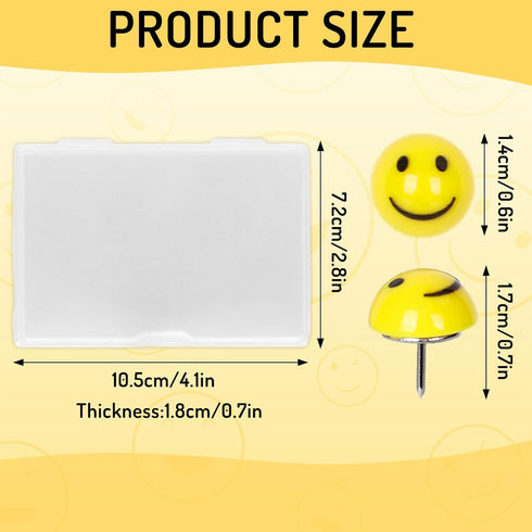 Whaline 50Pcs Resin Happy Face Push Pins Smile Face Decorative Thumb Tacks Cute Yellow Cork Board Thumbtacks for Bulletin Board Photo Wall Decor O...