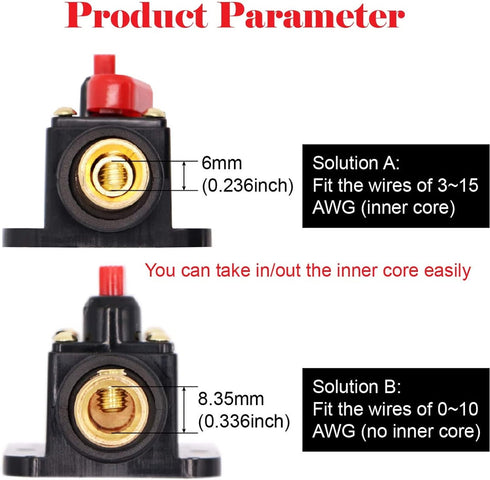 100A Audio Inline Circuit Breaker 12V, Auto Fuse Holder 100 Amp with Manual Reset for Car Audio RV Home Marine Boat Truck, with Tubular Ring Termi...