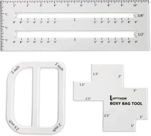 UPTTHOW 3Pcs Boxy Bag Making Templates Notion for Beginners, Clear Acrylic Sewing Tools Set with Boxed Bag, Curve Bag, Zip Pocket...
