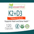 ELP ESSENTIAL Vitamin K2 with D3 Supplement Bone and Heart Health,Capsules K2+D3 Vitamins 120 Capsules...