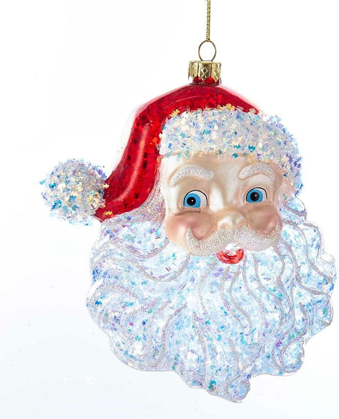 Santa Claus Head Glass Christmas Tree Ornament T2290...