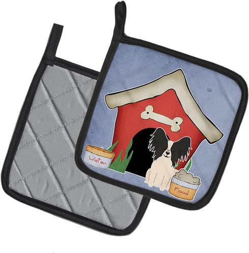 Caroline's Treasures BB2830PTHD Dog House Collection Papillon Black White Pair of Pot Holders Kitchen Heat Resistant Pot Holders Sets Oven Hot Pad...