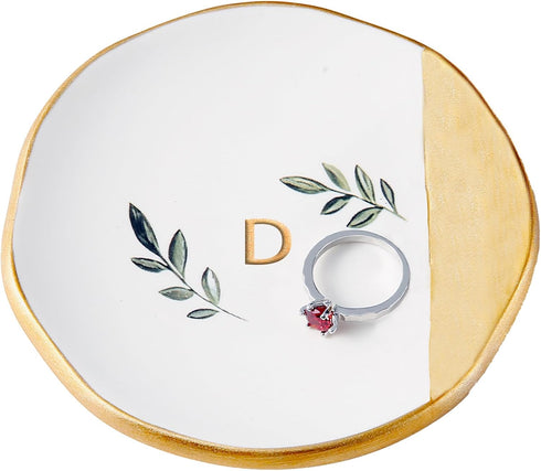 Initial Ring Dish, Jewelry Dish Tray, Ring Holder Dish, Trinket Tray, Ceramic Ring Tray, Personalized Engagement Gift for Her, Bridesmaid Gifts, B...