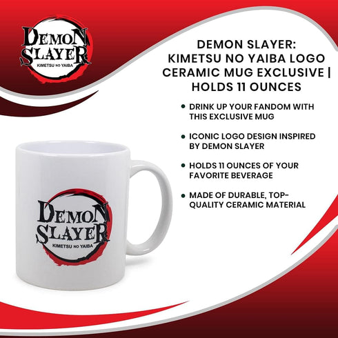 Surreal Entertainment Exclusive Demon Slayer: Kimetsu no Yaiba Logo Ceramic Mug | Official Anime Collectible Coffee Cup | Novelty Drinkware For Ho...
