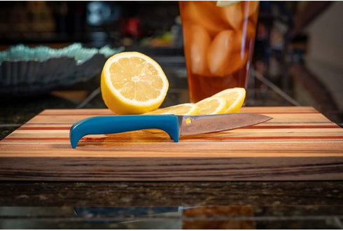 Spyderco Counter Puppy 6.9" Kitchen Knife with 3.46" Corrosion-Resistant 7Cr17 Stainless Steel Blade and Injection-Molded Blue Plastic Handle - Pl...