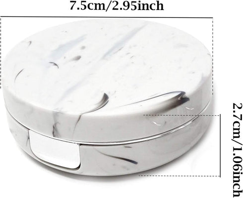 Honbay Fashion Marble Contact Lens Case Portable Contact Lens Box Kit with Mirror (Round) (Silver)...