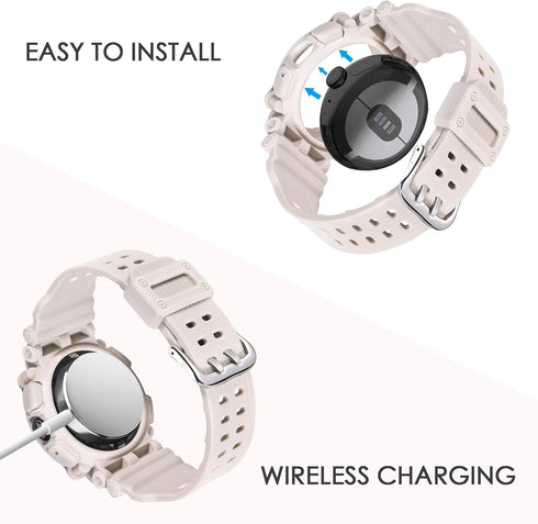 Google Pixel Watch 2 Band for Women Men, Google Pixel 2 Case, Shock Waterproof Band with Case for Google Pixel 2 & 1, Slim Bumper Sport Bands for ...