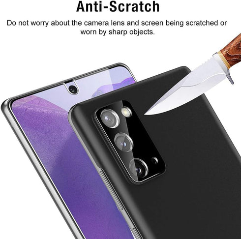 BANDQ 3 Pack Samsung Galaxy Note 20 Screen Protector?3+1 Pack? 1 Pack Camera Lens Protector, Bubble-Free, 9H Tempered Glass Screen Protector for G...