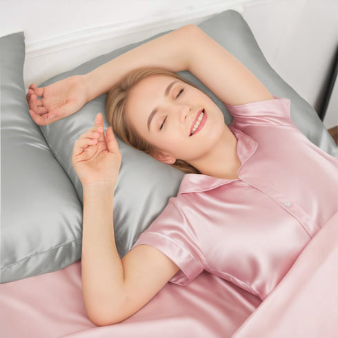 INSSL Silk Pillowcase for Women, Mulberry Silk Pillowcase for Hair and Skin and Stay Comfortable and Breathable During Sleep (Standard, Grey)...