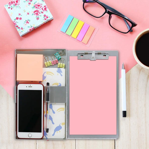 Small Aluminum Clipboard with Storage(Memo Size), Recycled Metal Snapak Form Holder Binder with Insided SerratedClip Posse Box, Perfect for Truck ...