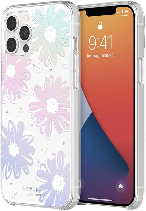 kate spade new york Protective Hardshell Case Compatible with iPhone 12 Pro Max - Daisy Iridescent Foil/White/Clear/Gems...