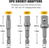Impact Grade Socket Adapter Set, 3 Pieces Extension Sets 1/4", 3/8", and 1/2" Cr-V Steel Impact Drive, Adapter Power Drill Drivers High Torque Imp...