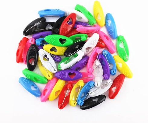yueton 48pcs Assorted Color Fashion Plastic Cover Scarves Safety Pin, Scarf, Hijab, Brooch Pins, Safety Locking Baby Cloth Diaper Nappy Pin (Flowe...