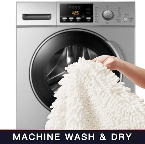 Walensee Bathroom Rug Non Slip Bath Mat (24x17 Inch Ivory) Water Absorbent Super Soft Shaggy Chenille Machine Washable Dry Extra Thick Perfect Abs...