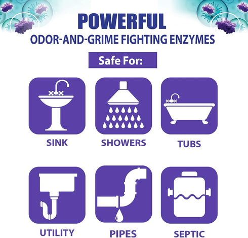SANI 360° Sani Sticks Drain Cleaner and Deodorizer, Enzyme Pipe Cleaners, Eliminate Odors, Prevent Clogged Drains, Safe for Sinks, Bathtub Drains,...