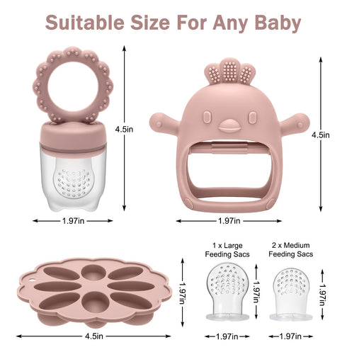 MISSLILI Baby Silicone Fruit Food Feeder Pacifier & Breastmilk Popsicle Freezer Molds,BPA Free Baby Food Storage Containers Frozen Ice Tray for Ba...
