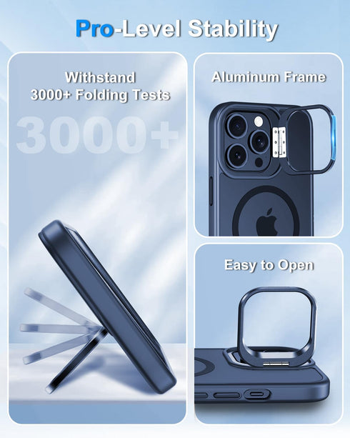 Mitywah for iPhone 15 Pro Max Case with Invisable Metal Lens Stand, Matte Back Cover Compatible with MagSafe, Military-Grade Drop Protection, Buli...