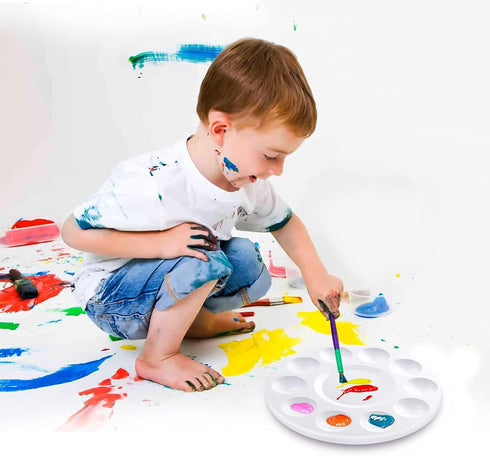 Hulameda 10pcs Paint Tray Palettes,Plastic Round Pallet for Kids or Pupils to Painting, DIY Craft at Home, Kindergarten or School...