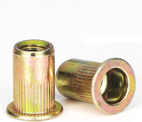 Rivet Nut, LOKMAN 20 Pieces 1/2-13UNC Carbon Steel Flat Head Rivnut Threaded Insert Nut, Knurled Body (1/2''-13)...