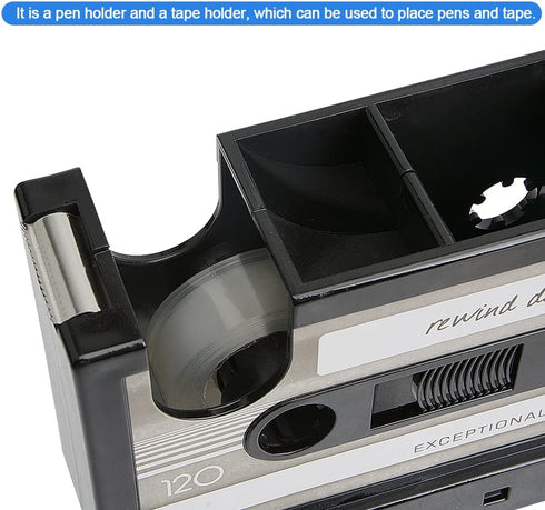 AnRui Retro Tape Dispenser with Pen Holder Cute Cassette Tape Dispenser Desk Accessories Tidy Container Office Stationery Storage Organizer for Bo...