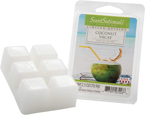 Scentsationals Coconut Vacay 2.5 oz Fragrant Melts-6 Scented Wax Cubes, Green, Small...