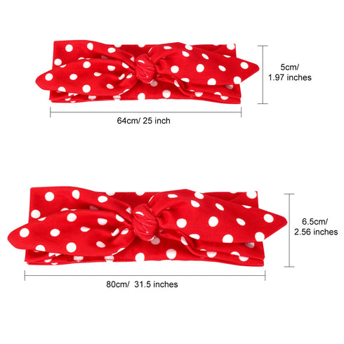 WILLBOND Christmas Parent Baby Girl Turban Headband 2 Pieces Girl Red Black Plaid Headbands with Bow for Mom Baby...