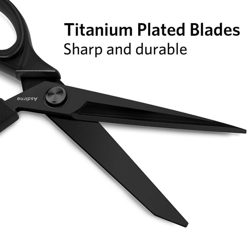 Black Titanium Fabric Scissors, Dressmaking Scissors with Heavy Duty Multi-Purpose Titanium Coated Blades and Comfortable Soft Grip Handles, Black...