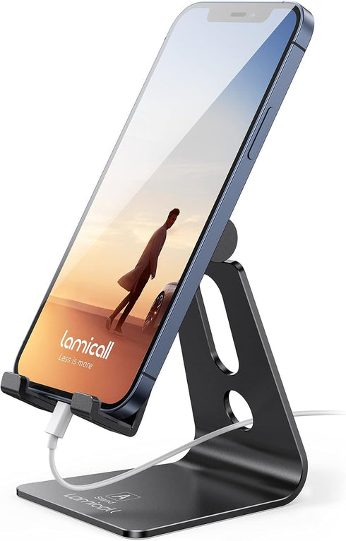 Lamicall Adjustable Cell Phone Stand, Desk Phone Holder, Cradle, Dock, Compatible with iPhone 15, 14, Plus, Pro, Pro Max, 13 12 X XS,4-8" Phones, ...