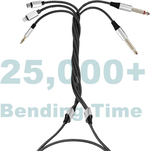 4.26FT MFi Certified Lightning to 1/4 Inch Audio Adapter Cable, Within 1/4 to USB C, 3.5mm to TS Audio Cable, DAC Chip Include, 3-in-1 Stereo 1/4 ...