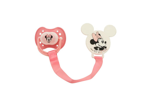 Disney Cudlie Minnie Mouse Baby Girl 4 Pack of 2 Pacifiers & 2 Clips with Sugar & Spice Print...