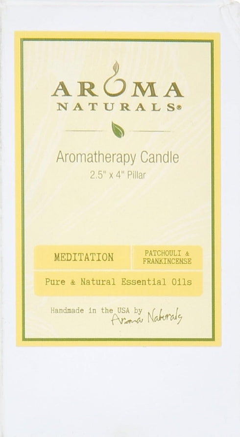 Aroma Naturals Patchouli and Frankincense Essential Oil White Scented Pillar Candle, Meditation, 2.5 inch x 4 inch...