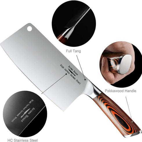 Cleaver Knife Ultra Sharp Meat Cleaver 7 inch Butcher Knife. High Carbon German Stainless Steel Chef Knives for Kitchen and Restaurant...