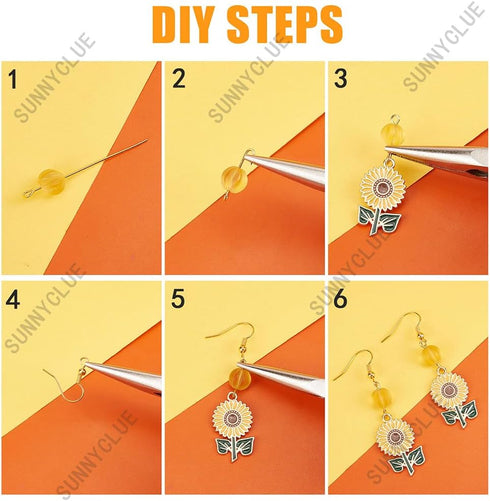 SUNNYCLUE 1 Box DIY 10 Pairs Thanksgiving Charms Earring Making Starter Kit Enamel Maple Leaf Charm Pumpkin Sunflower Charms Fall Autumn Charms Im...