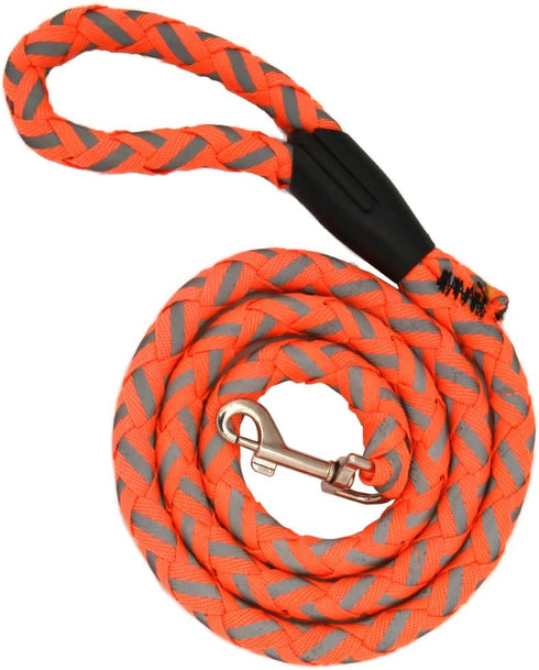 zojo Reflective Dog Leash, light weight Heavy Duty Braided Nylon Dog Training Leash for Small Medium Large Dogs (1pc-Neon Orange, S-0.6" x 4FT (2....