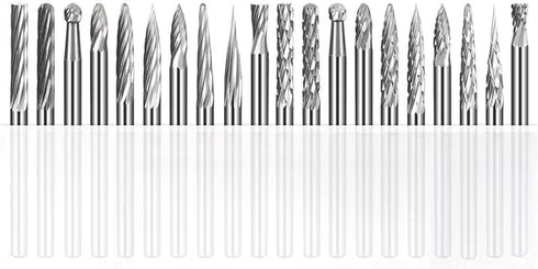 ?????? ???? 20pcs Aluminum Cutting Burr, 1/8 Inch Shank Double/Single Cut Tungsten Carbide Burrs Set for Dremel Rotary Tools...