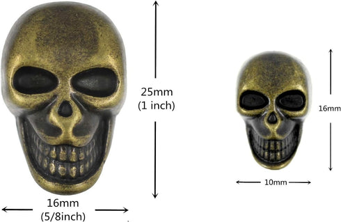 Bezelry Skull Antique Brass Metal Shank Buttons. Blazer Button Set. 3 Pcs of 25mm, 8 Pcs of 16mm...