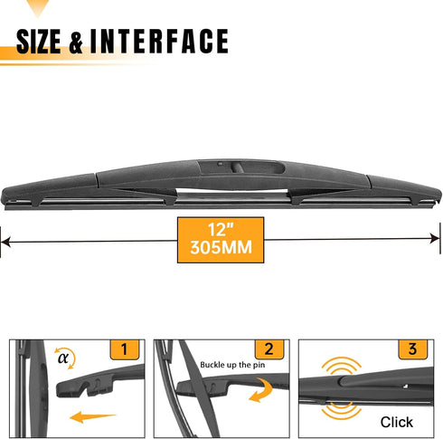 AUTOBOO Rear Wiper Blade Replacement for Jeep Wrangler 2023-2018 -OEM Factory Replacement Accessories Parts 19239591,Blades 12 inch...