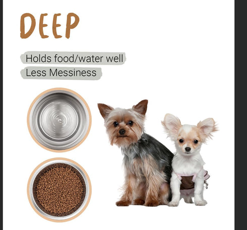 PEGGY11 Deep Stainless Steel Anti-Slip Dog Bowls - Single Pack, 2 Cups...