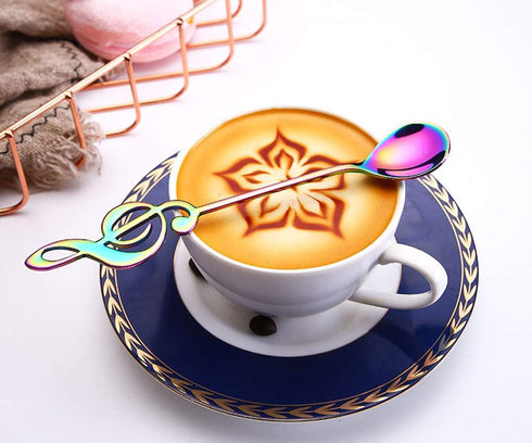 Falytemow Music Note Design Spoons 304 Stainless Steel Creative Cute Teaspoons for Coffee Tea Dessert Drink Mixing Milkshake Spoon Tableware Set o...