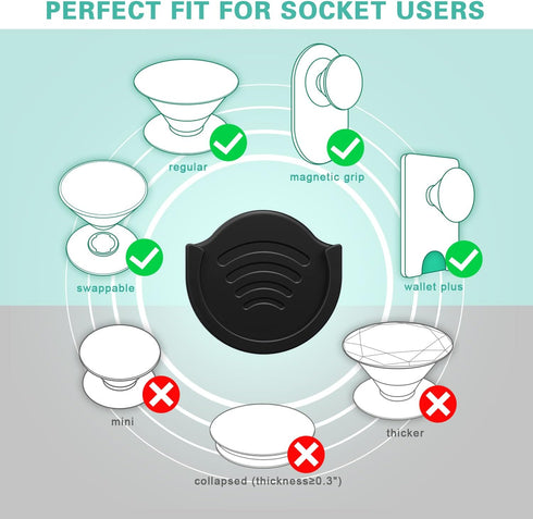 pop-tech Car Grips Mount for Phone Stand, 2 Pack Phone Holder for Collapsible Grip/Socket Mount Users with 3M Sticky Adhesive Replacement Used on ...