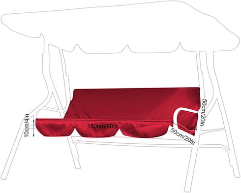 Keenso Swing Seat Cover, 3 Seat Premium 190T Polyester Taffeta Swing Cushion Cover Outdoor Waterproof Swing Chair Cover for Patio Courtyard Garden...