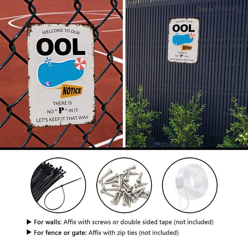 Welcome To Our Pool Sign, Outdoor Swimming Pool Decorations, Outside Pool Metal Sign Notice There Is No Pee In It Let'S Keep It That Way, 12X8 Inc...